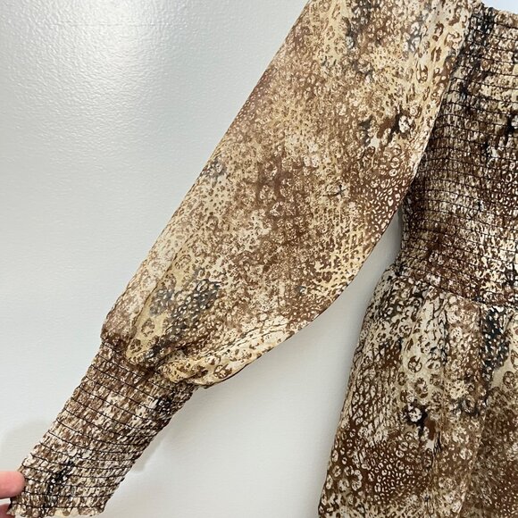 Betsey Johnson Earth Tone Snake Print Boho Peasant Dress Size Small - Picture 4 of 8